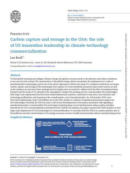 Carbon capture and storage in the USA: the role of US innovation leadership in climate-technology commercialization